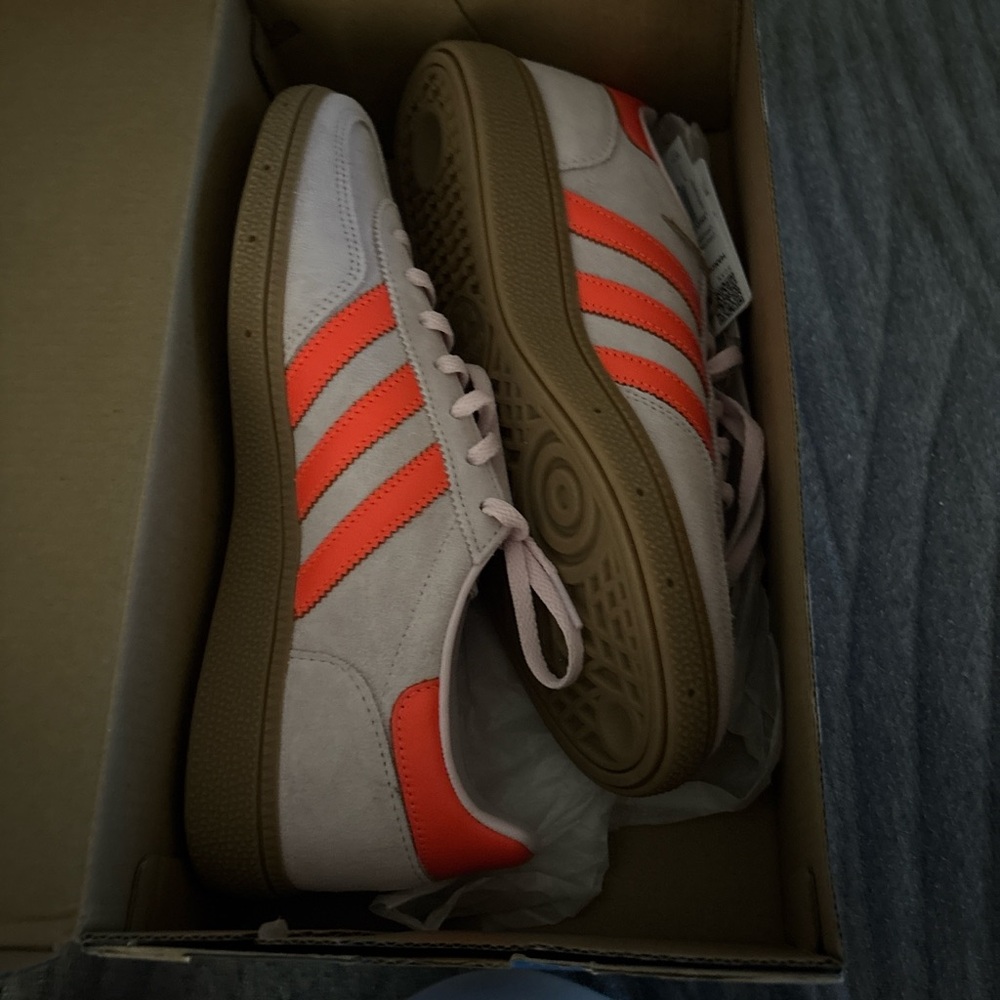 Adidas Men's White and Orange Sneakers